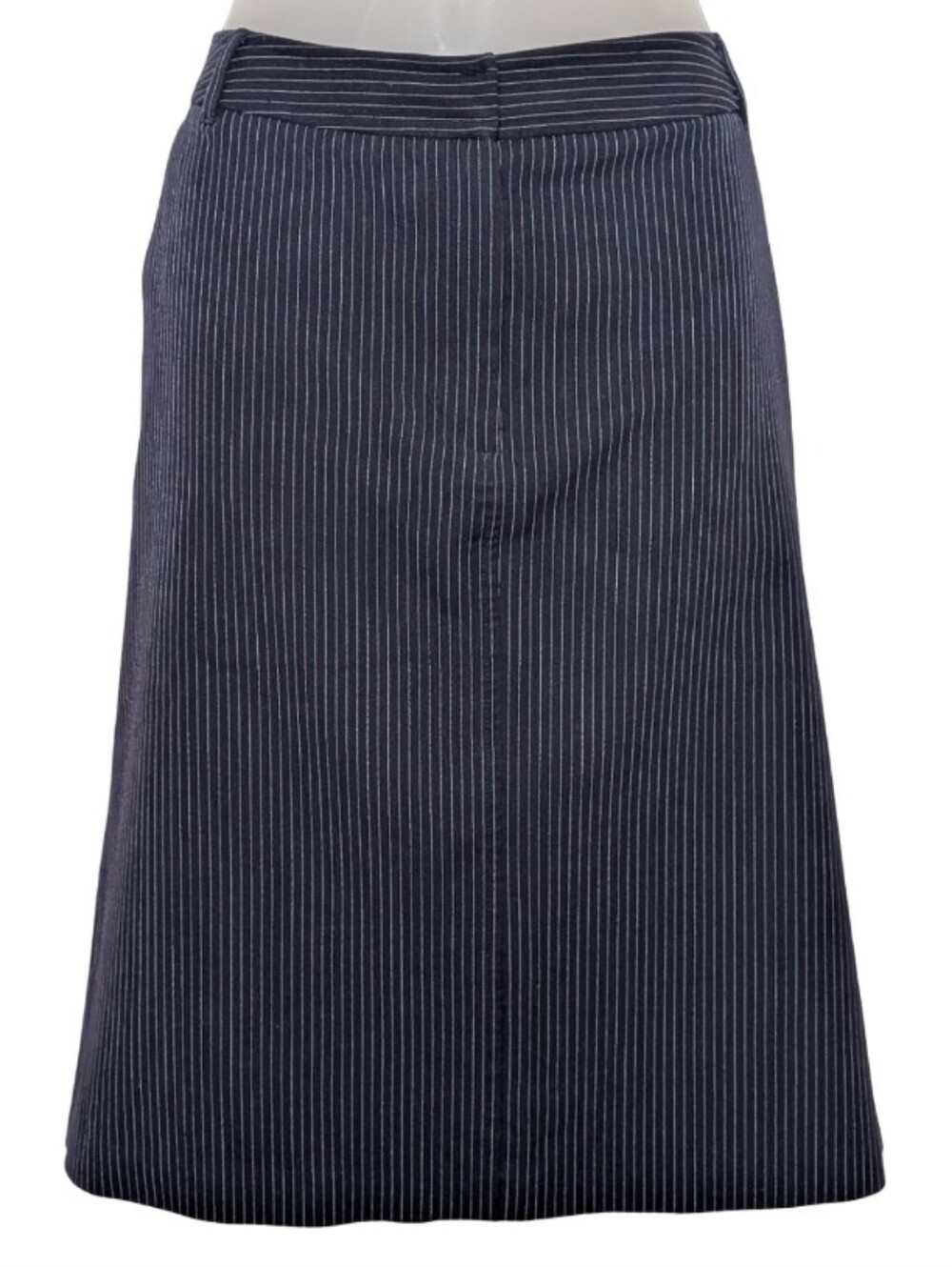 Apostrophe | Pinstripe A-Line Midi Skirt | Navy & White | Office Siren | Casual